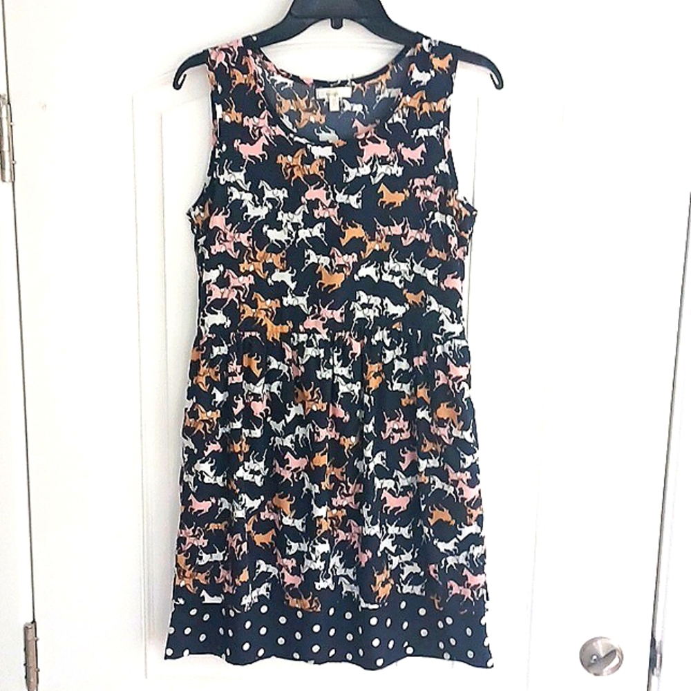 Anthropologie Horse-Print Porridge Petaluma Dress-XS
